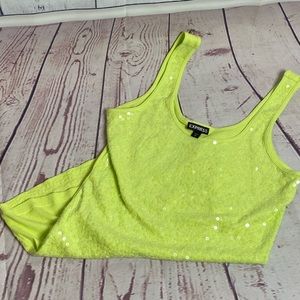 Sequin neon/ lime green tank top / Express
